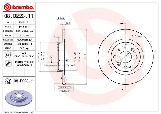 Диск тормозной    зад BREMBO 08D22311