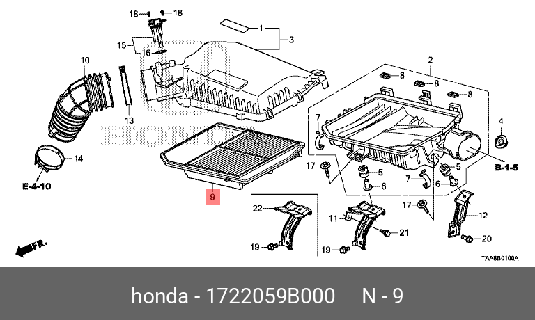 ELEMENT ASSY AIR CLEANER HONDA 1722059B000