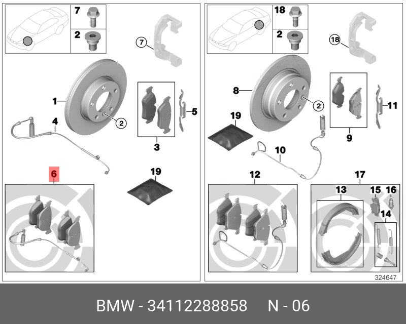 К-Т ТОРМКОЛОДС ДАТЧИЗНОСА ТОРМНАКЛ BMW 34112288858