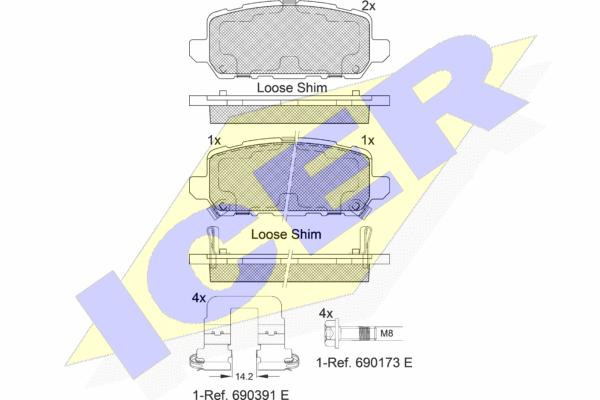 182312_колодки дисковые передние Honda Accord all 13 ICER 182312
