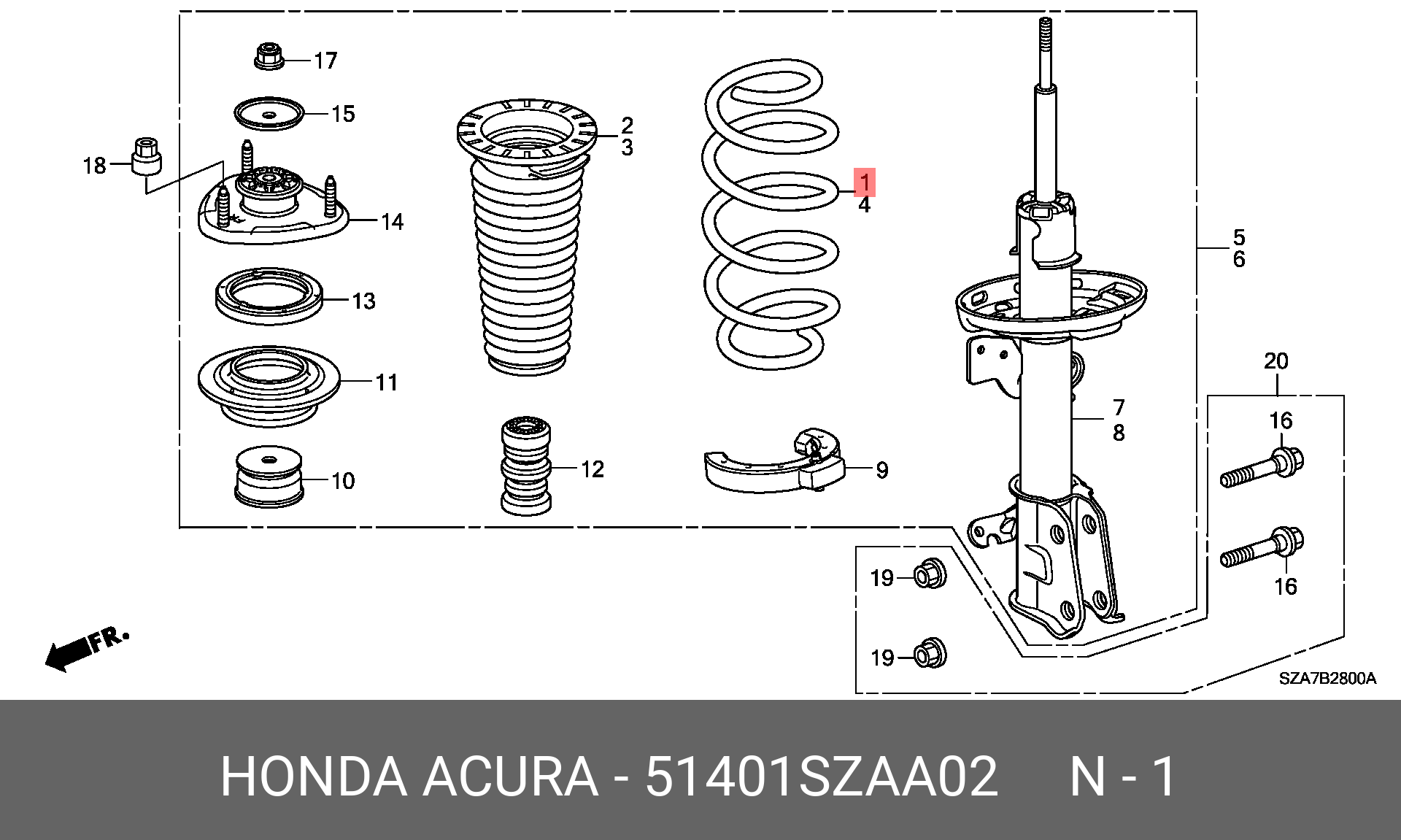 SPRING R FR HONDA 51401SZAA02