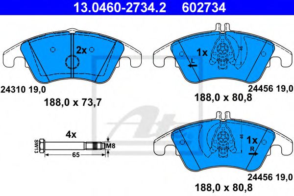 Колодки тормозные передние ATE 130460-27342 ATE 13046027342