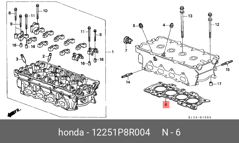 12251-P8R-004 HONDA Прокладка под ГБЦ 12251P8R0 HONDA 12251P8R004