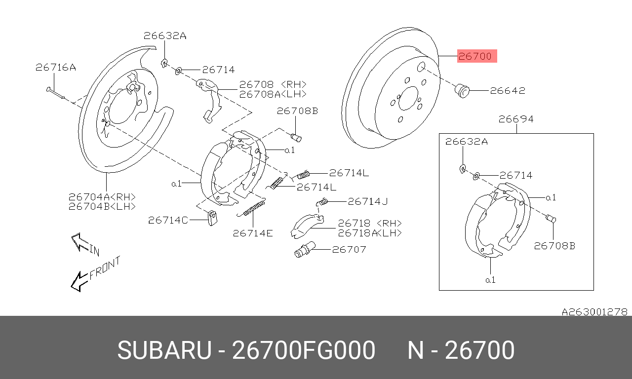 Задний тормозной диск SUBARU 26700FG000