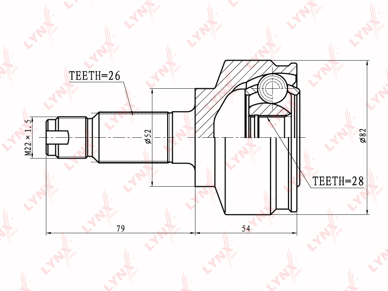 Шрус Наруж Ком/Кт Honda Fit/Jazz 15 03-  LYNXauto арт CO-3412 LYNXAUTO CO3412