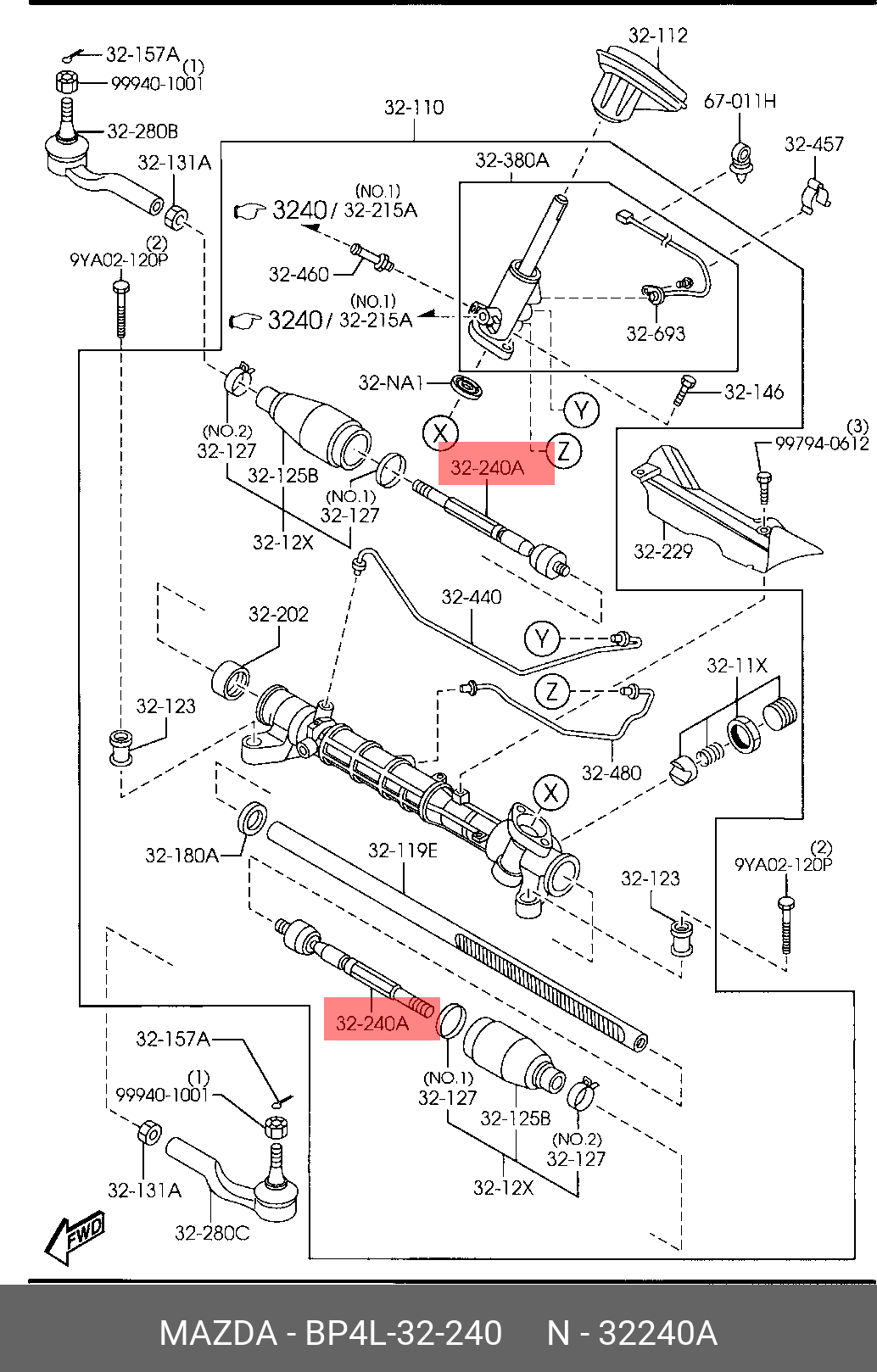 Тяга рулевая MAZDA BP4L32240