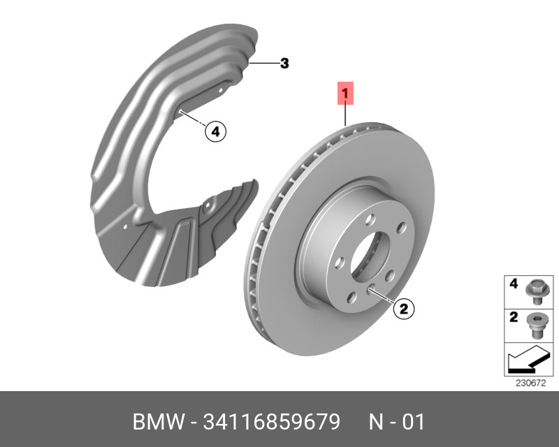 ДИСК ТОРМОЗНОЙ ВЕНТИЛИРУЕМЫЙ BMW 34116859679