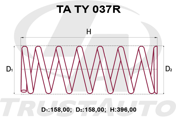 Пружина подвески усиленная (TA) TA TY 037R TRUSTAUTO TATY037R