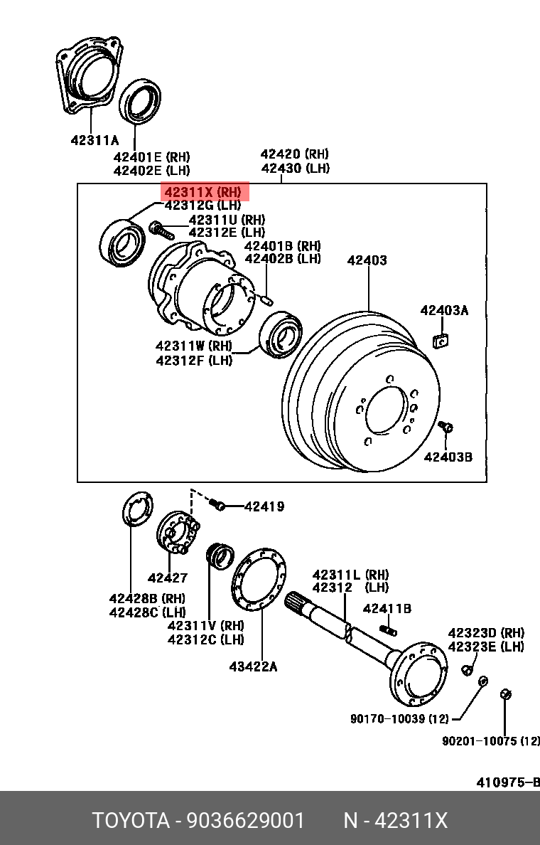 Подшипник ступицы колеса | зад | TOYOTA 9036629001