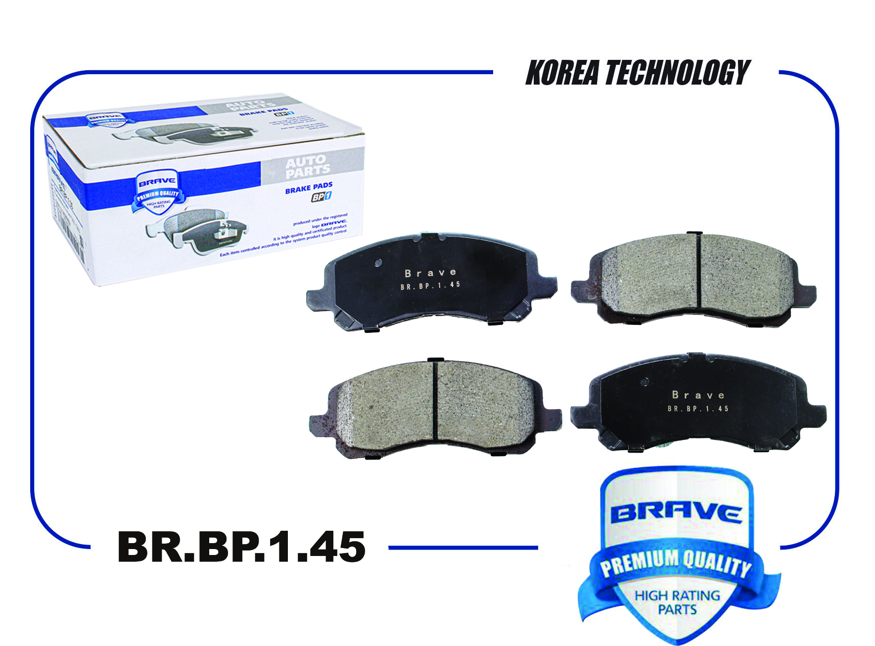 Колодка тормозная передняя BRBP145 MZ690348 Mitsubishi Lanser 9 10 BRAVE BRBP145