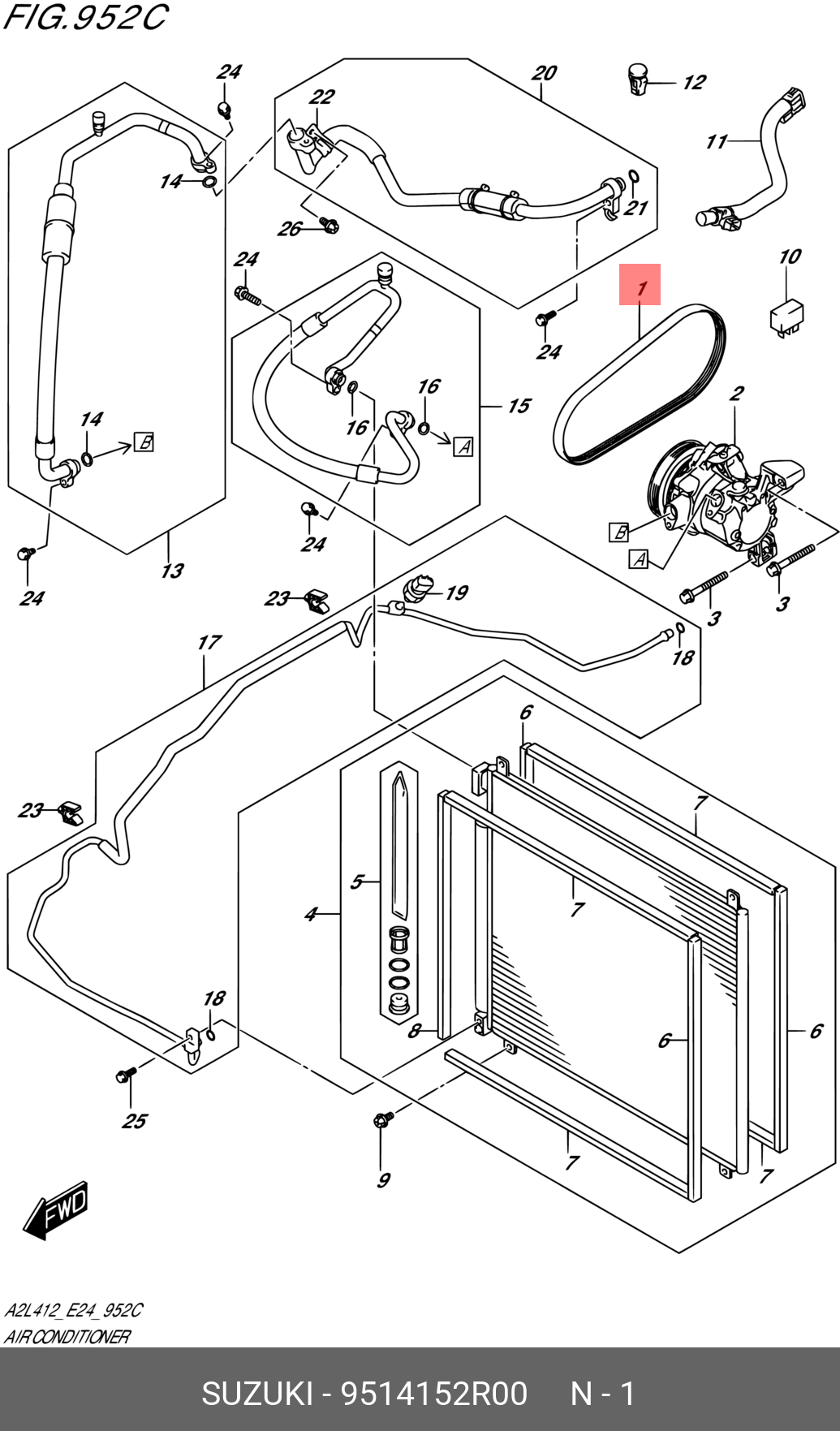 Ремень поликлиновый SUZUKI 9514152R00