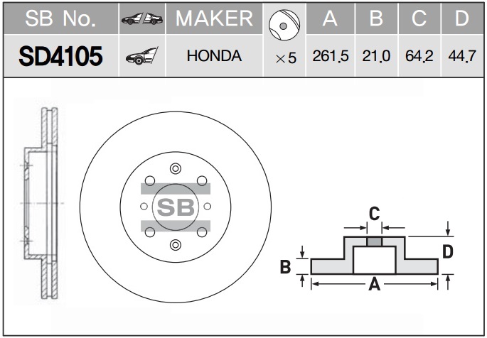 Диск тормозной SANGSIN SD4105