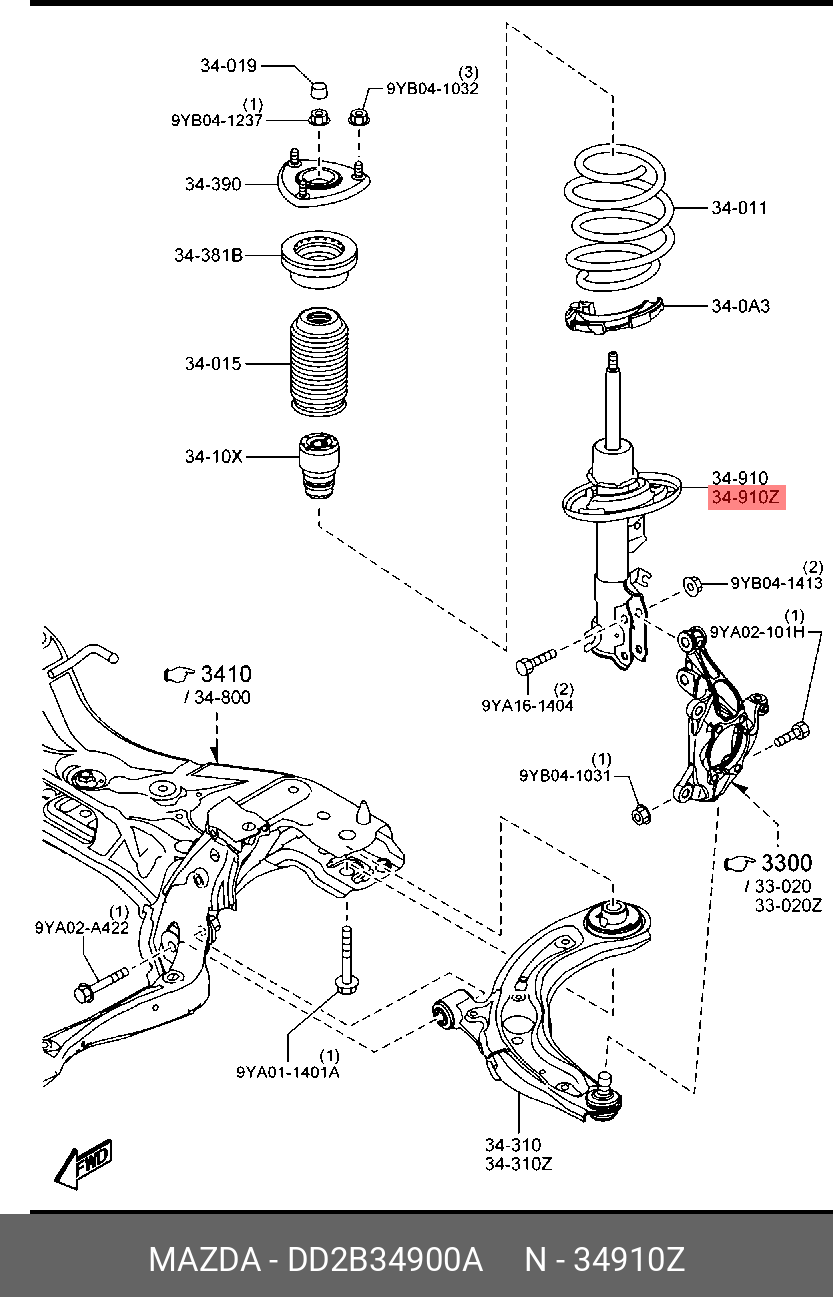 Амортизатор передний левый MAZDA DD2B34900A