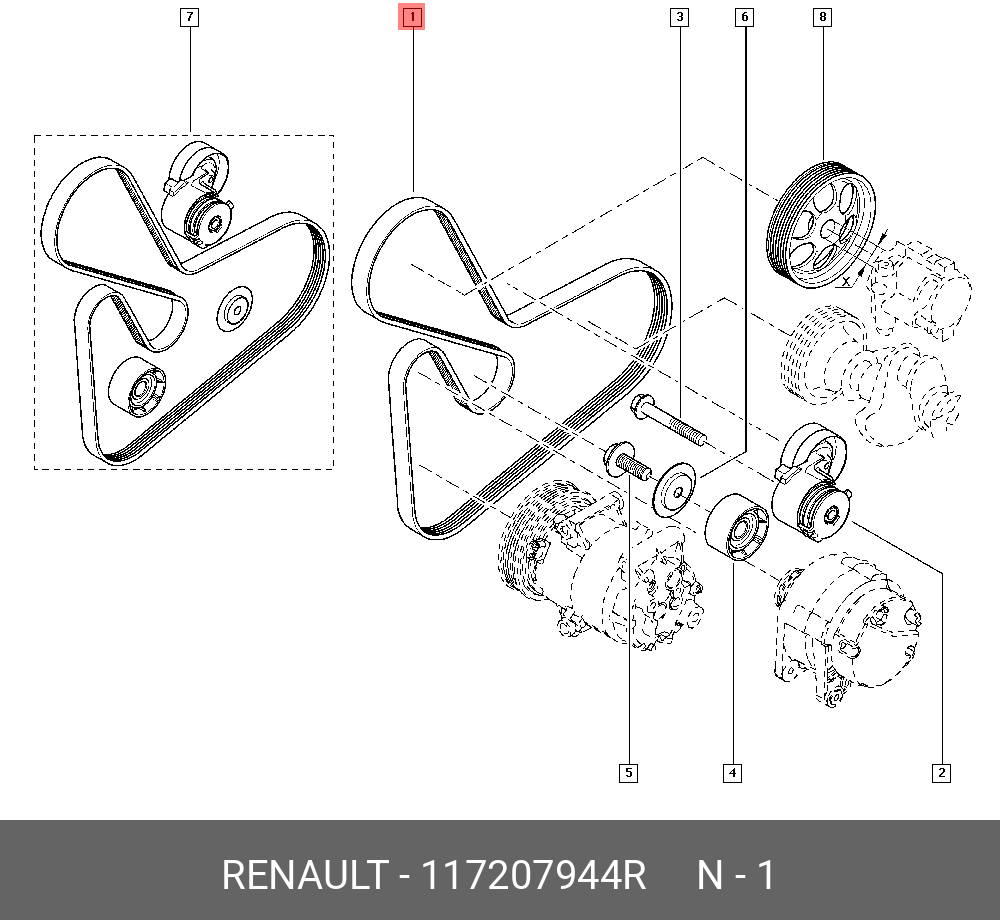 Ремень ручейковый [ORG] RENAULT 117207944R