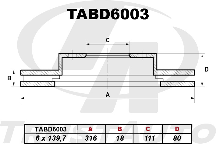 Диск тормозной TRUSTAUTO TABD6003