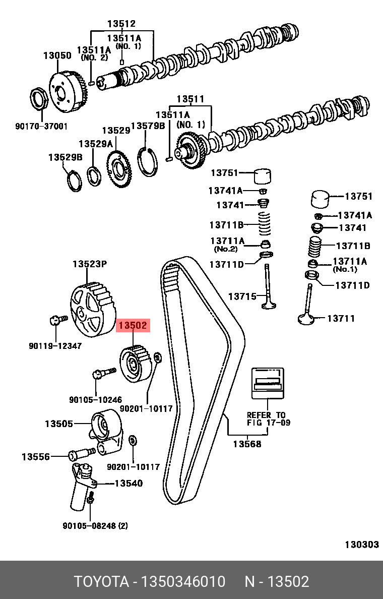 Ролик Ремня Грм TOYOTA 1350346010