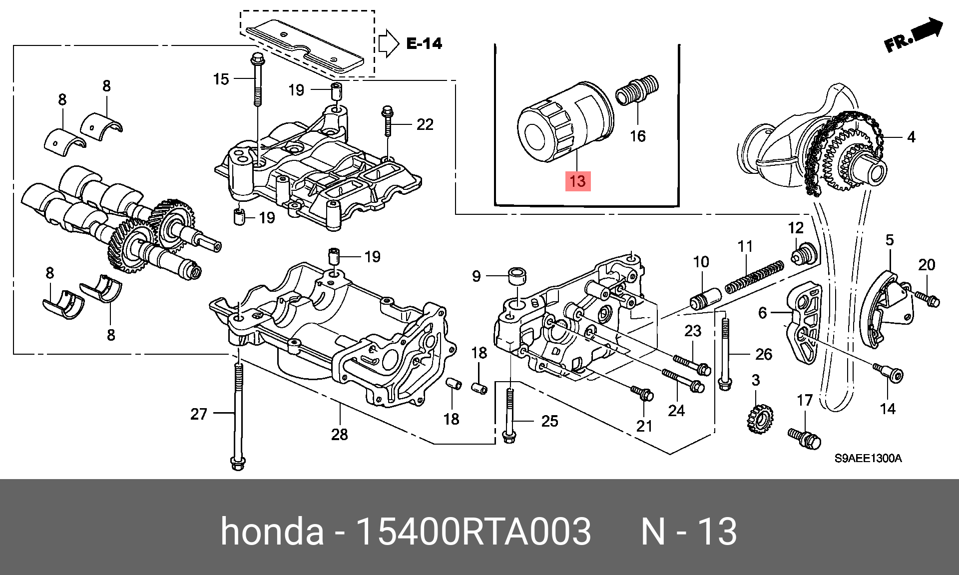 Фильтр масляный HONDA 15400RTA003