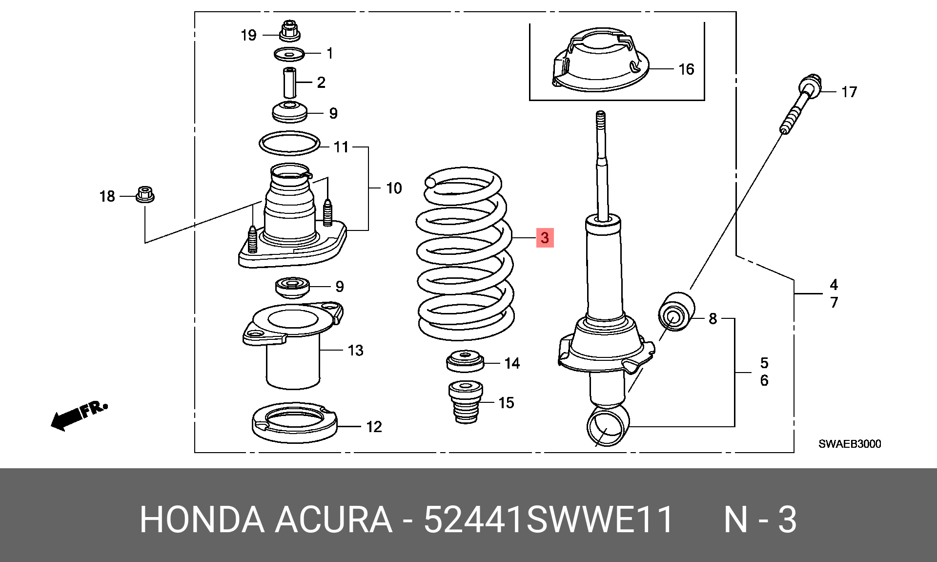 Пружина ходовой части | зад | HONDA 52441SWWE11