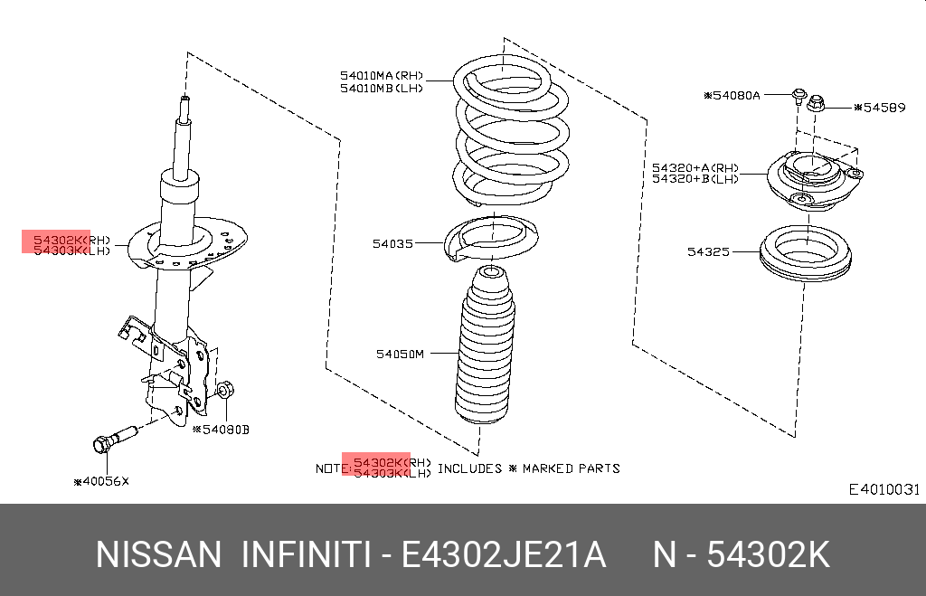 АМОРТИЗАТОР STRUT KIT-FRONT NISSAN E4302JE21A