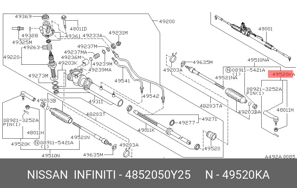 НАКОНЕЧНИК РУЛЕВОЙ NISSAN 4852050Y25