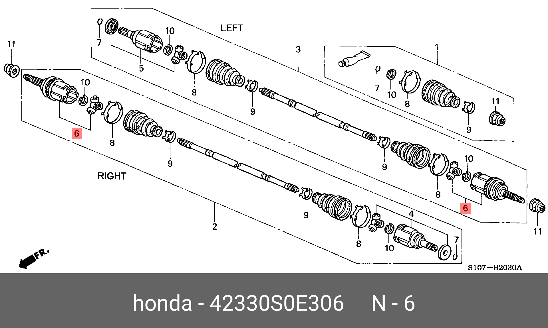 Шрус наружный задний | зад | HONDA 42330S0E306