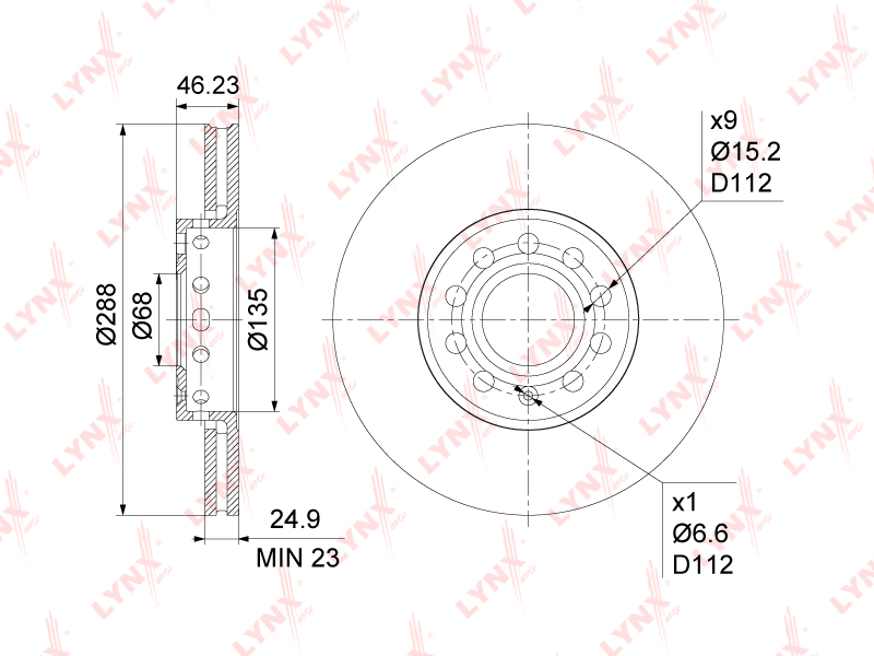 Тормозной диск LYNXAUTO BN1206