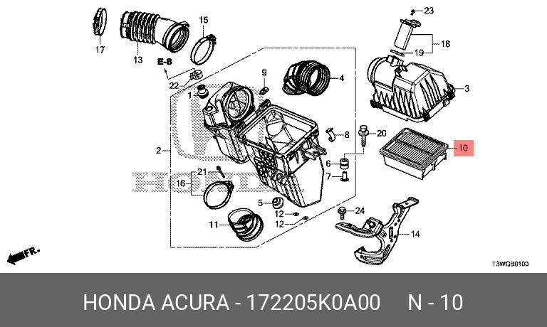 фильтр возд 17220-5K0-A00 Honda HONDA 172205K0A00