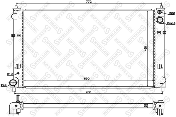 10-26706-SX_радиатор системы охлаждения АКПП Mazda MPV 30i 24V 02-03 STELLOX 1026706SX