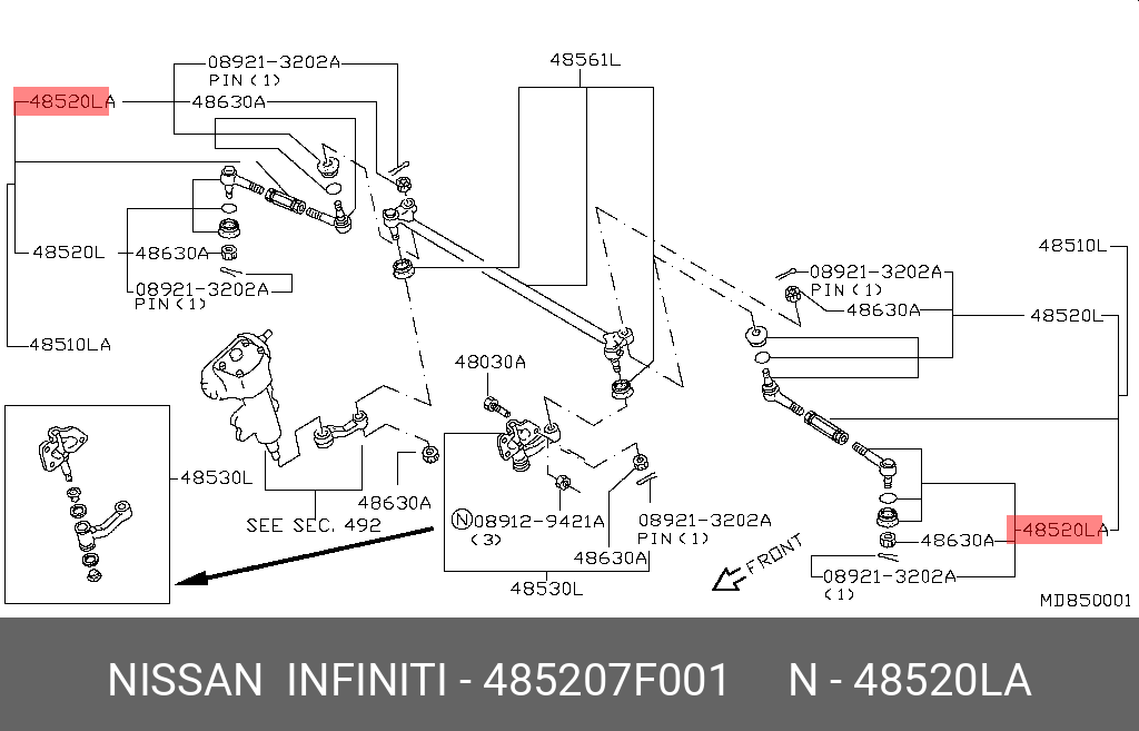 Наконечник рулевой тяги NISSAN 485207F001