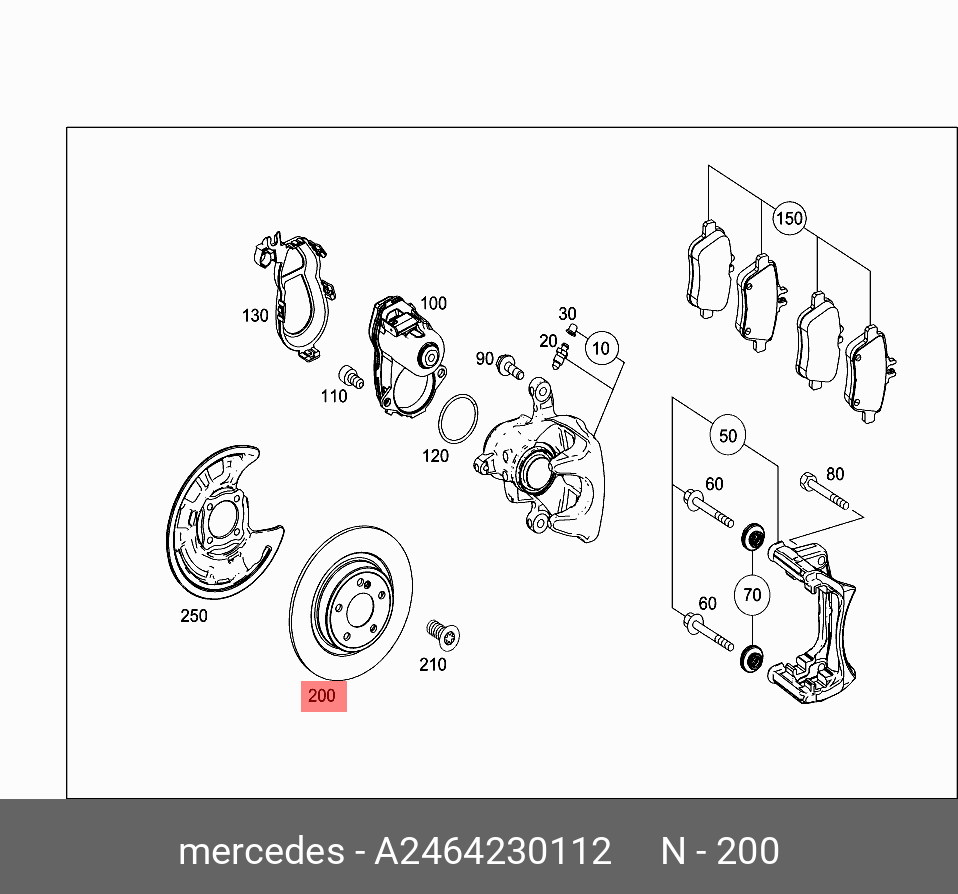 Диск тормозной задн mercedes-benz: a-class a 220 cdi/a 250 4-matic 12- b-class b 200 natural gas d MERCEDES A2464230112