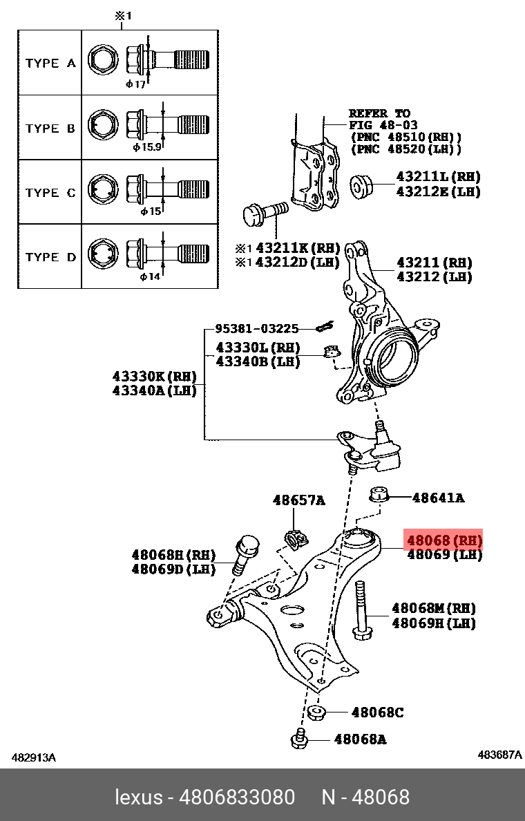 РЫЧАГ TOYOTA 4806833080