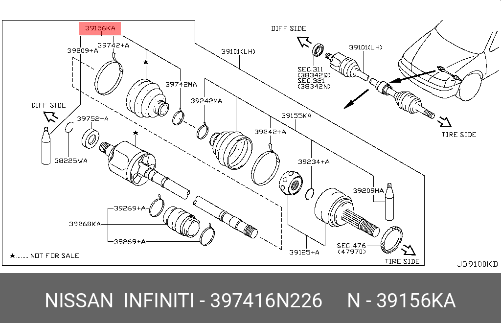 Пыльник ШРУСа NISSAN 397416N226