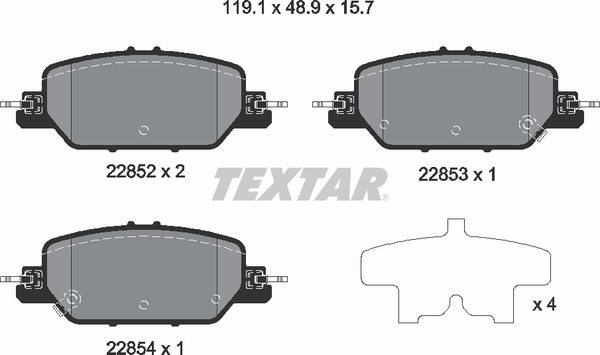 Комплект дисковых тормозных колодок TEXTAR 2285201