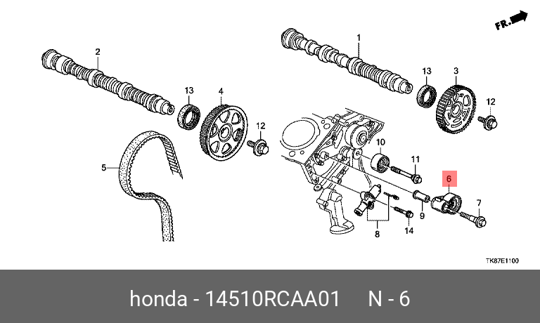 Ролик натяжной ремня ГРМ HONDA 14510RCAA01