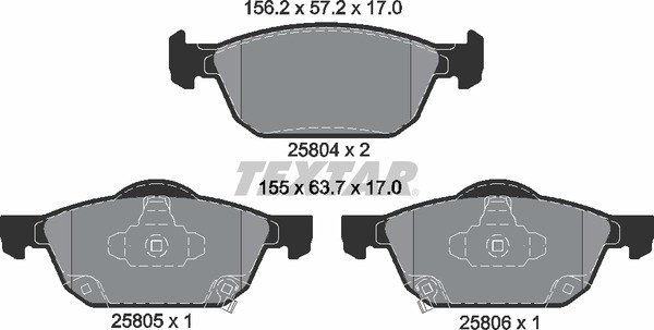 КОЛОДКИ ТОРМОЗНЫЕ ПЕРЕДНИЕ HONDA CIVIC IX FK 12 (T TEXTAR 2580401