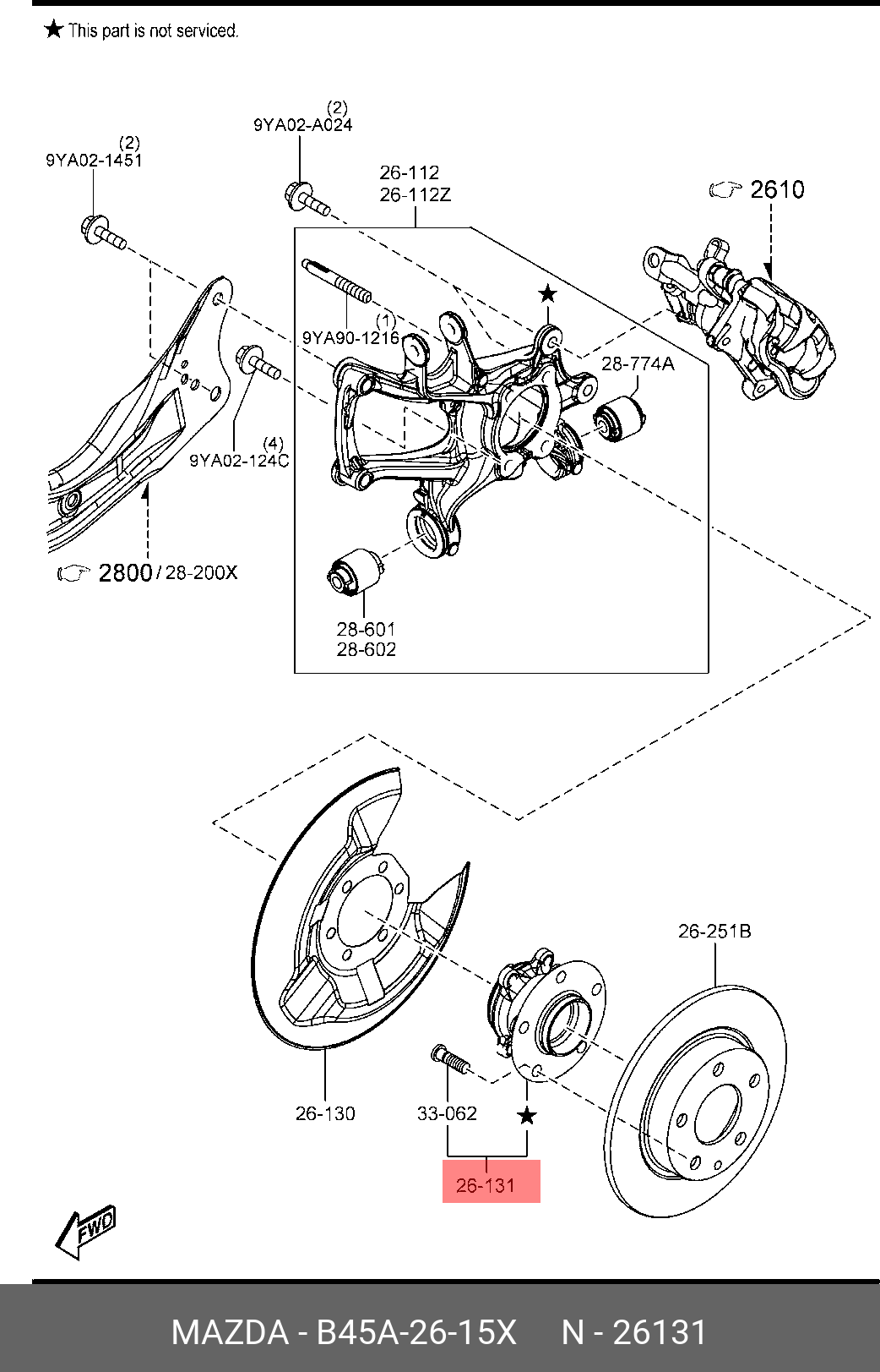 СТУПИЦА КОЛЕСА С ПОДШИПНИКОМ MAZDA B45A2615X