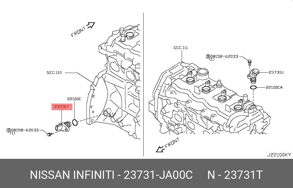 23731JA00C NISSAN Датчик положения коленвала 23 NISSAN 23731JA00C