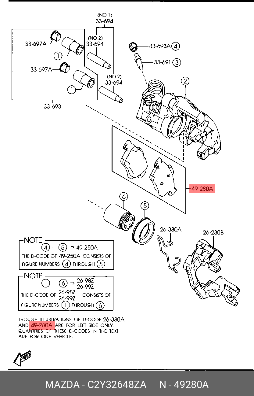 Комплект тормозных колодок дисковый тормоз MAZDA C2Y32648ZA