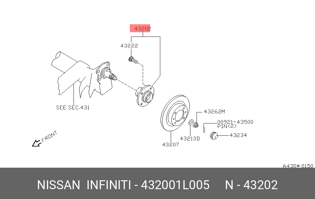 Ступица задн Nissan Cefiro/Maxima A32   43200-1L000 NISSAN 432001L005