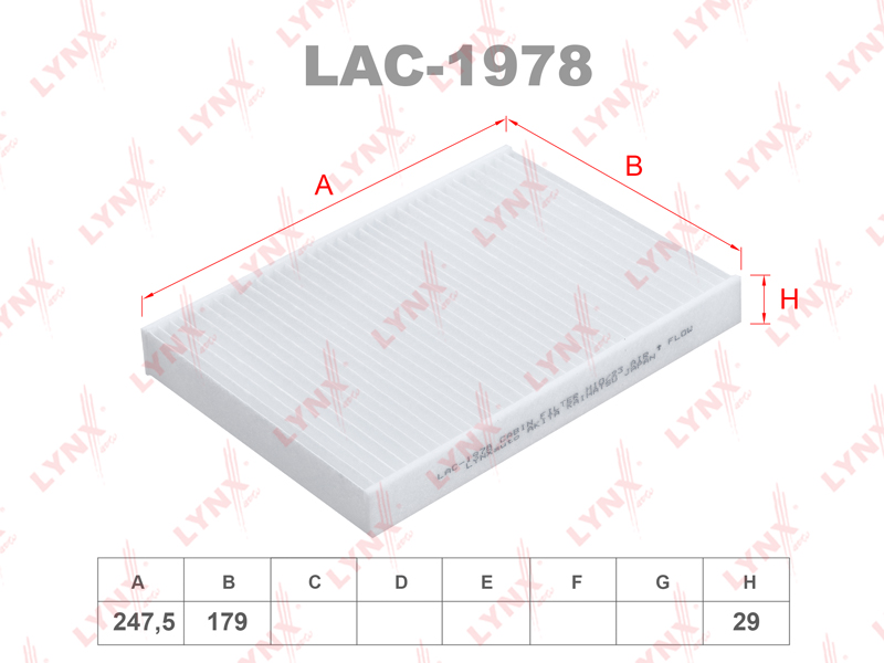 Фильтр салона LYNXAUTO LAC1978