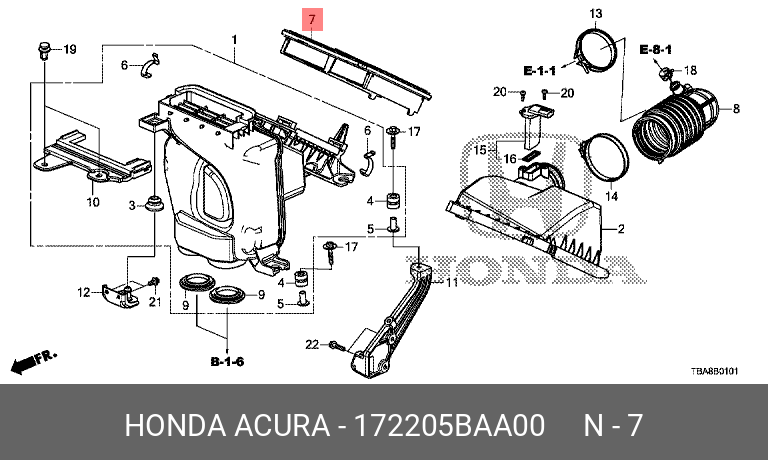 Фильтр воздушный Honda Civic X 20 16 HONDA 172205BAA00