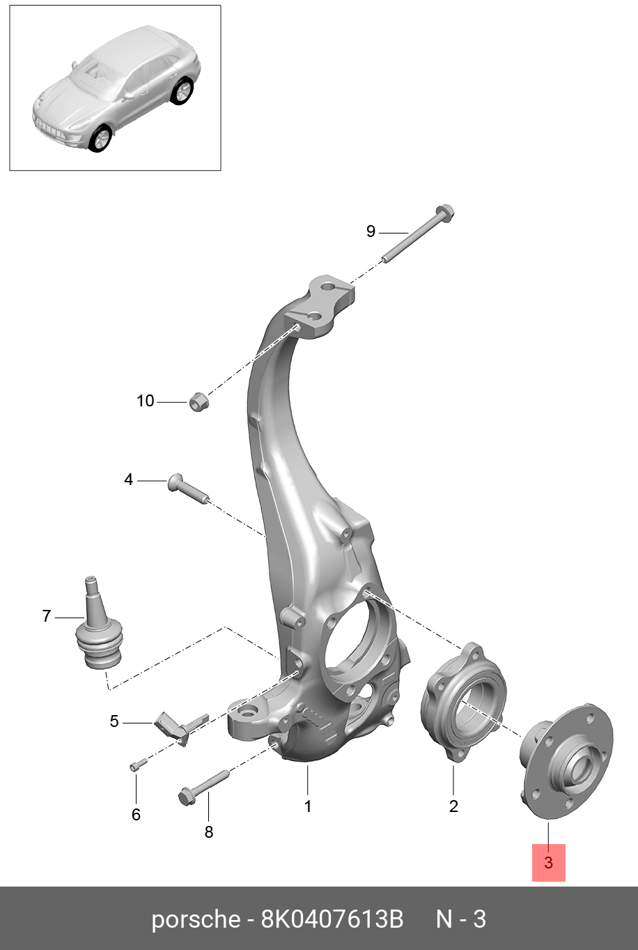 Ступица колеса | перед лев | PORSCHE 8K0407613B