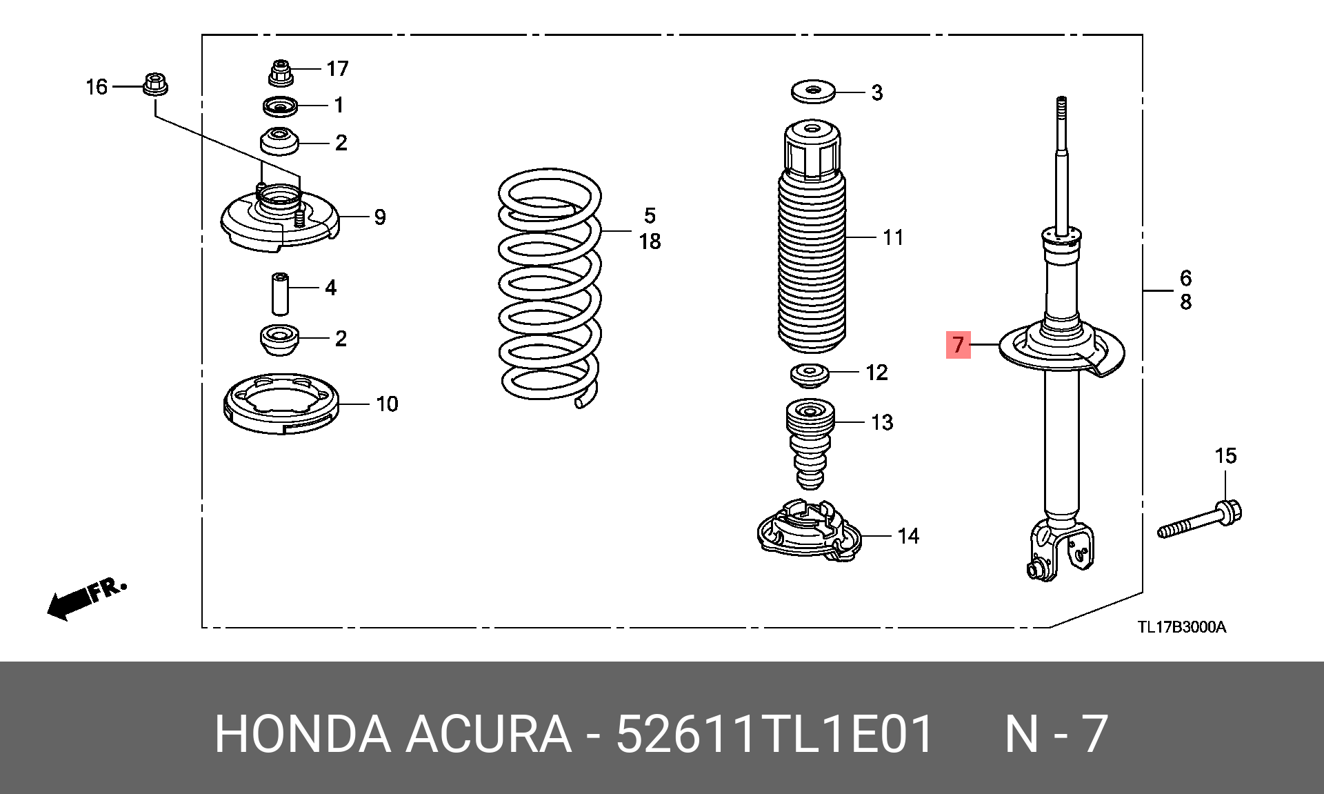 DAMPER UNITRR HONDA 52611TL1E01