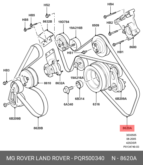 ПРИВОДНОЙ РЕМЕНЬ LAND ROVER PQR500340