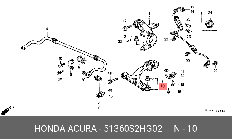 Рычаг в сборе L передний нижний HONDA 51360S2HG02