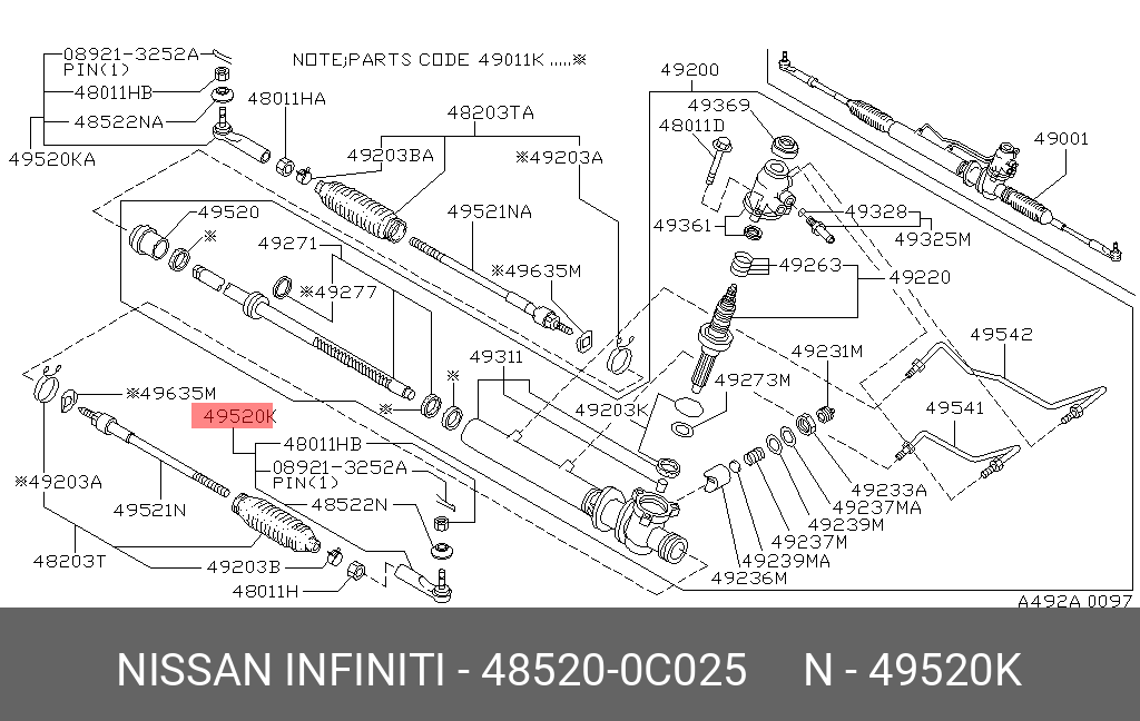 Наконечник рулевой тяги  | прав/лев | NISSAN 485200C025