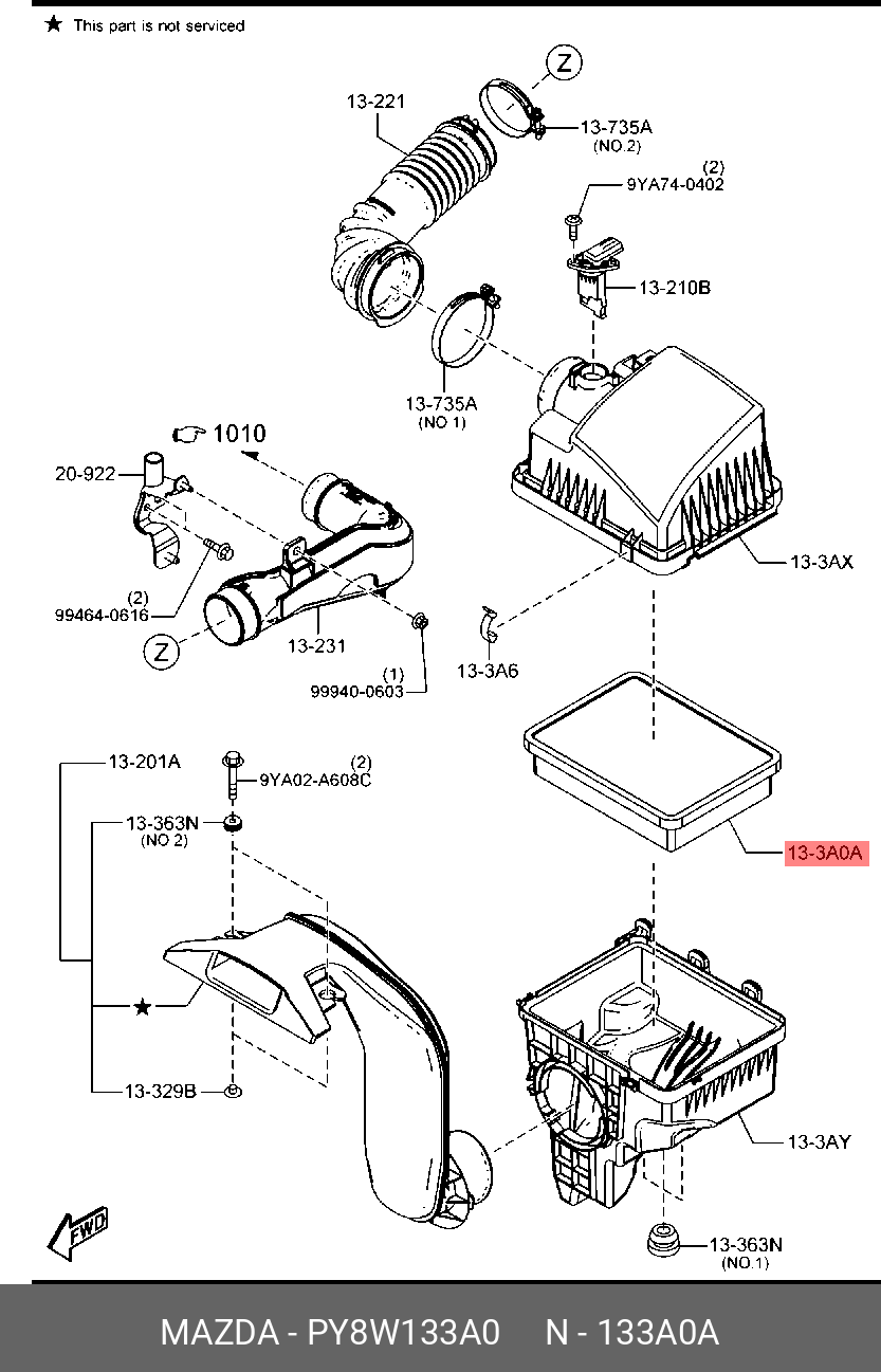 Воздушный фильтр MAZDA PY8W133A0