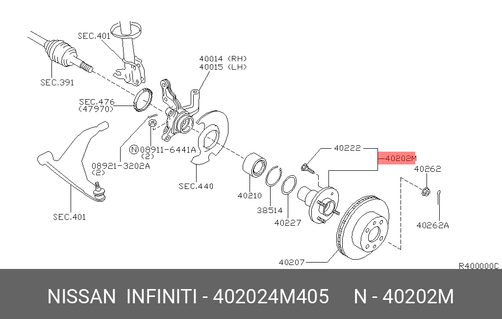 Ступица передняя NISSAN 402024M405