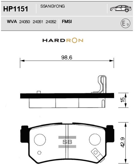 Колодки тормозные задние SANGSIN HP1151