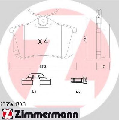 Комплект дисковых тормозных колодок ZIMMERMANN 235541703